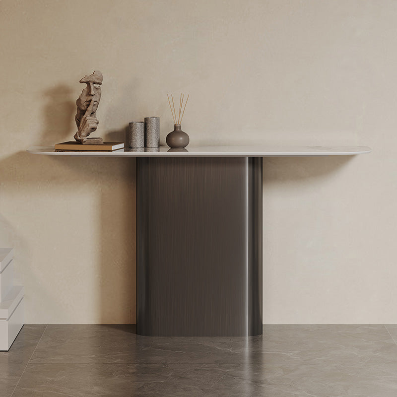 Modern Accent Table Half Moon Shape Metal Console Table for Hall , 14 inch Wide