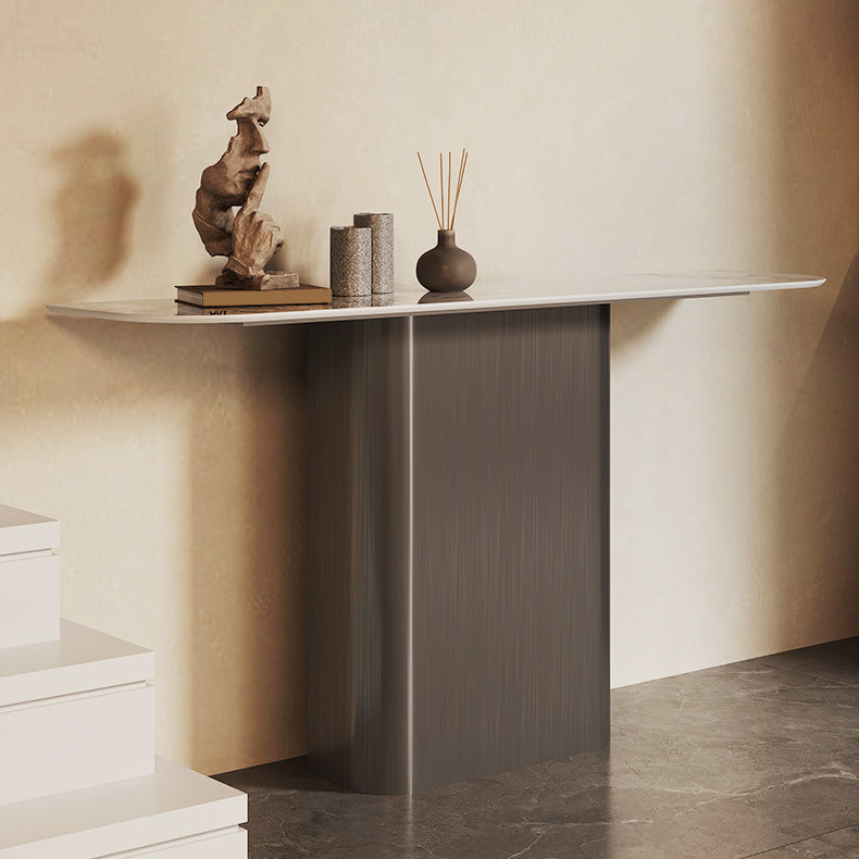 Modern Accent Table Half Moon Shape Metal Console Table for Hall , 14 inch Wide