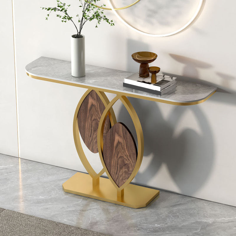 12 inch Wide Modern Accent Table Half Moon Shape Metal Console Table for Hall