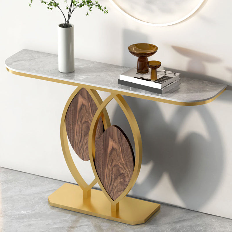 12 inch Wide Modern Accent Table Half Moon Shape Metal Console Table for Hall