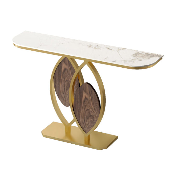 12 inch Wide Modern Accent Table Half Moon Shape Metal Console Table for Hall