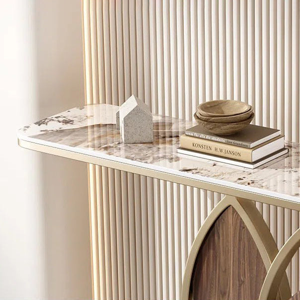 12 inch Wide Modern Accent Table Half Moon Shape Metal Console Table for Hall