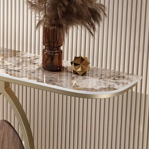 12 inch Wide Modern Accent Table Half Moon Shape Metal Console Table for Hall