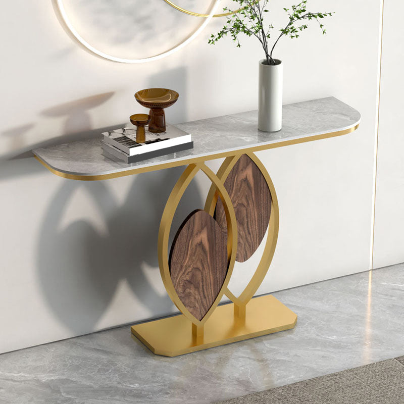 12 inch Wide Modern Accent Table Half Moon Shape Metal Console Table for Hall
