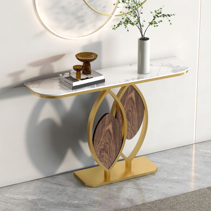 12 inch Wide Modern Accent Table Half Moon Shape Metal Console Table for Hall