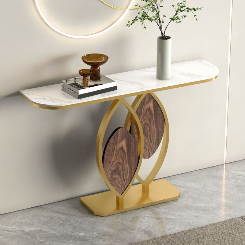 12 inch Wide Modern Accent Table Half Moon Shape Metal Console Table for Hall