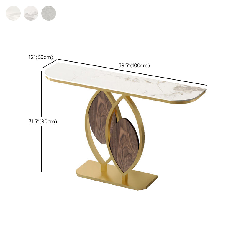 12 inch Wide Modern Accent Table Half Moon Shape Metal Console Table for Hall
