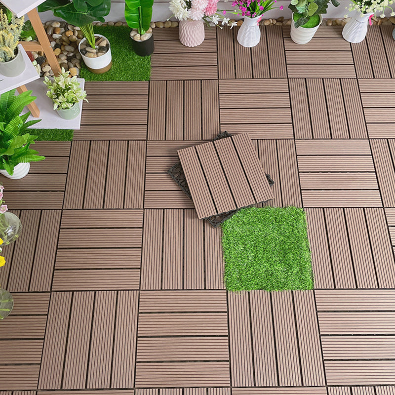 Water-resistant Deck Plank Stripe Composite Square Outdoor Floor Board Patio
