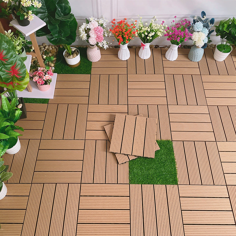 Water-resistant Deck Plank Stripe Composite Square Outdoor Floor Board Patio