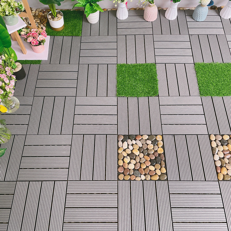 Water-resistant Deck Plank Stripe Composite Square Outdoor Floor Board Patio