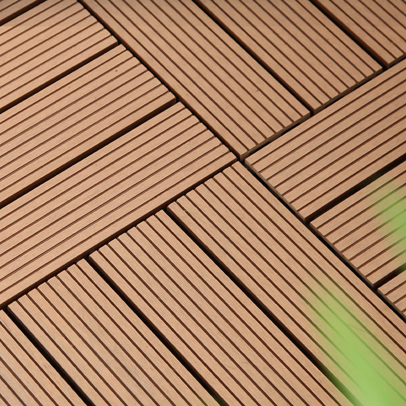 12" X 12" PVC 6-Slat Square Patio Tiles Snap Fit Installation Outdoor Flooring Tiles