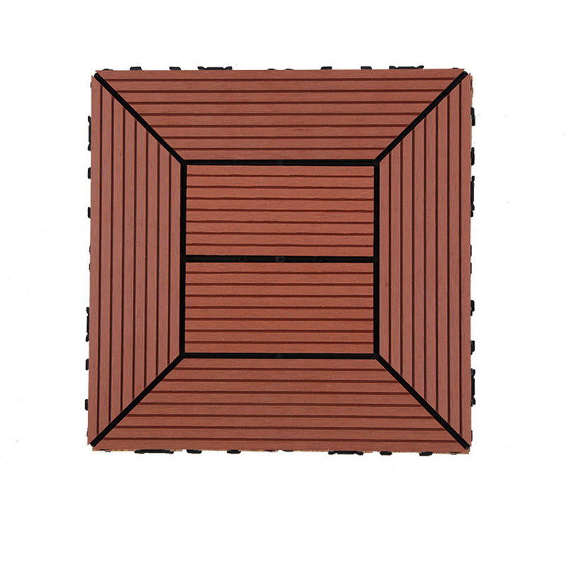 12" X 12" PVC 6-Slat Square Patio Tiles Snap Fit Installation Outdoor Flooring Tiles