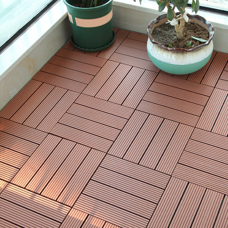 12" X 12" PVC 6-Slat Square Patio Tiles Snap Fit Installation Outdoor Flooring Tiles