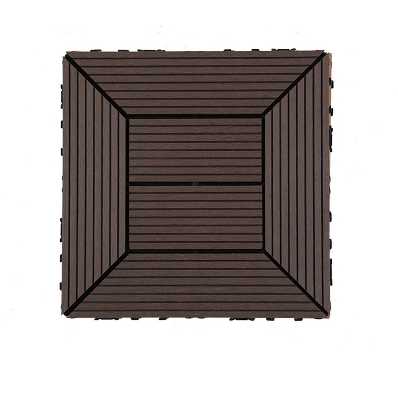 12" X 12" PVC 6-Slat Square Patio Tiles Snap Fit Installation Outdoor Flooring Tiles