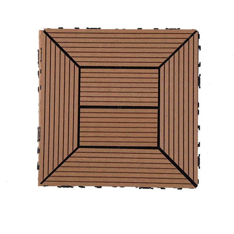 12" X 12" PVC 6-Slat Square Patio Tiles Snap Fit Installation Outdoor Flooring Tiles