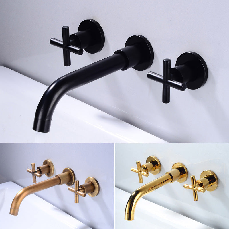 Industrial Wall Mounted Bathroom Faucet Vintage 2-Handle Sink Faucet