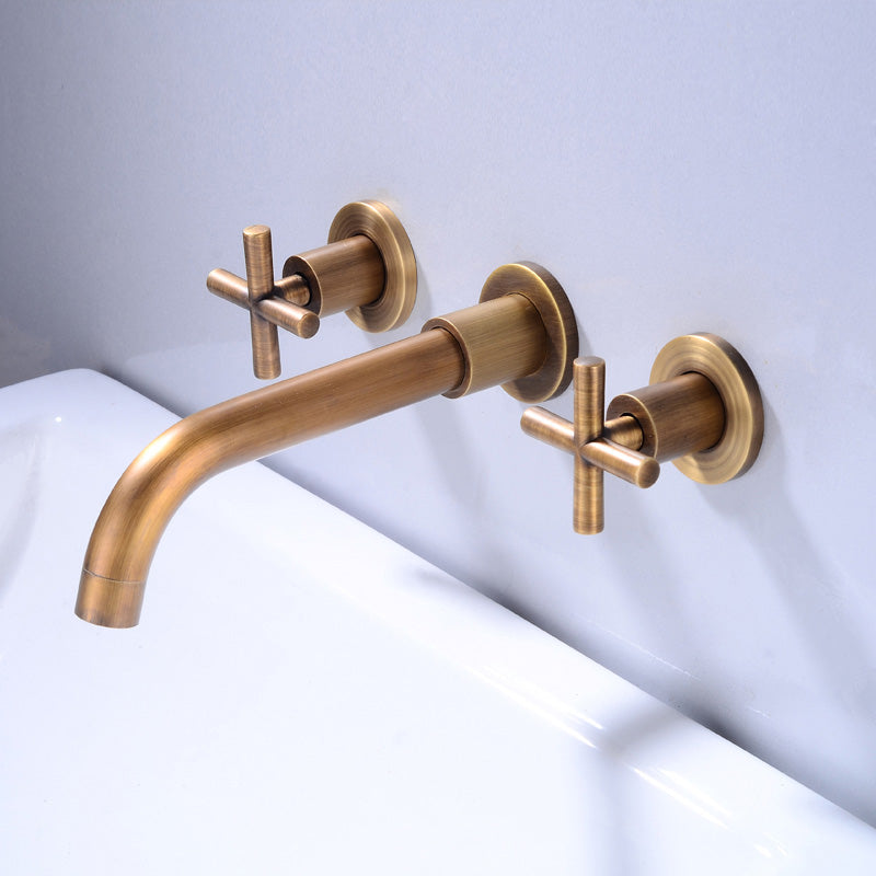 Industrial Wall Mounted Bathroom Faucet Vintage 2-Handle Sink Faucet