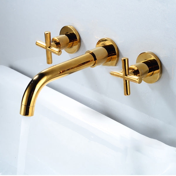Industrial Wall Mounted Bathroom Faucet Vintage 2-Handle Sink Faucet
