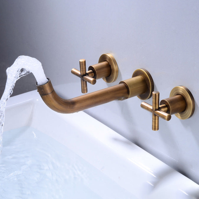 Industrial Wall Mounted Bathroom Faucet Vintage 2-Handle Sink Faucet