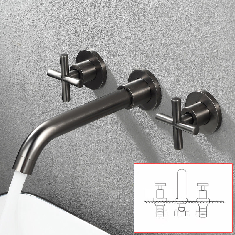 Industrial Wall Mounted Bathroom Faucet Vintage 2-Handle Sink Faucet