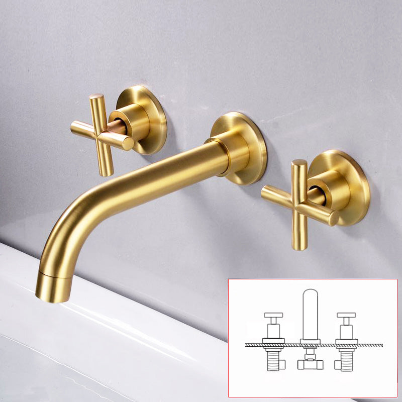 Industrial Wall Mounted Bathroom Faucet Vintage 2-Handle Sink Faucet