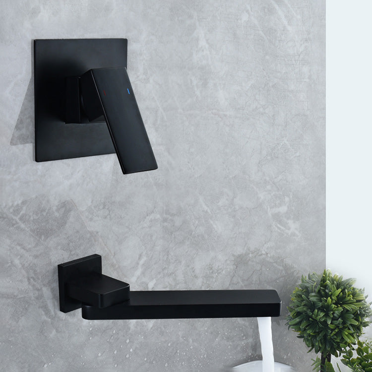 Contemporary Widespread Wall Mounted Bathroom Sink Faucet Swivel Spout