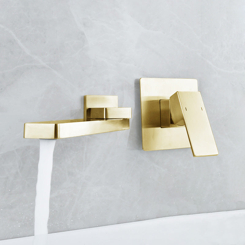 Contemporary Widespread Wall Mounted Bathroom Sink Faucet Swivel Spout