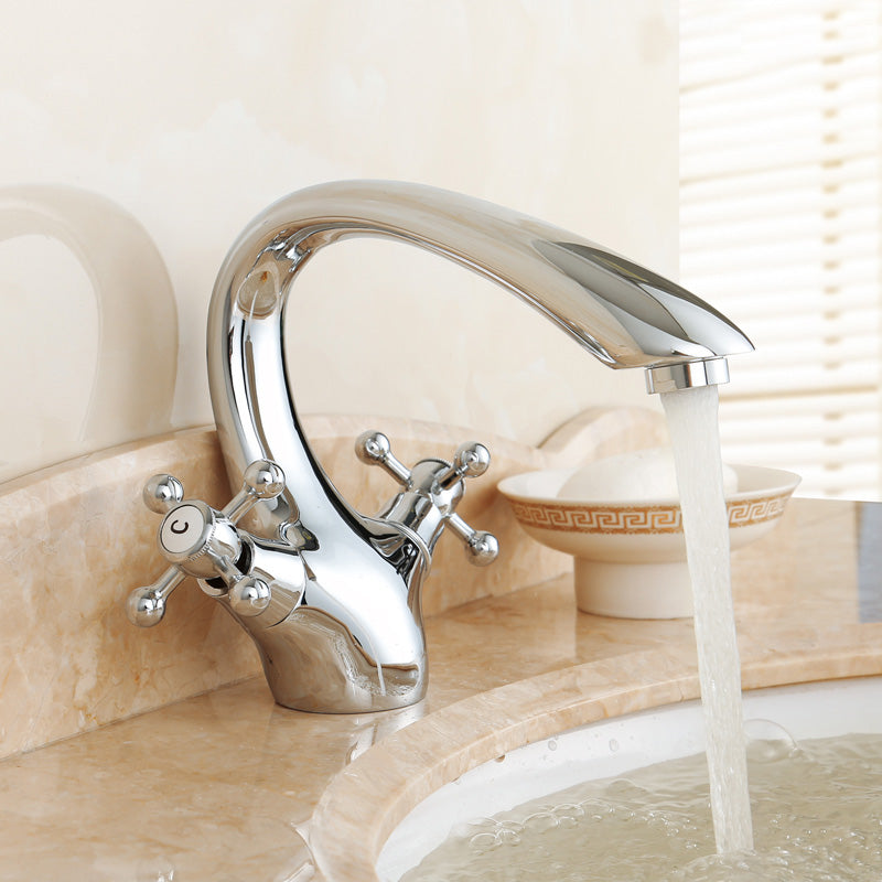 Industrial Centerset Bathroom Sink Faucet Vintage Cross Handles Lavatory Faucet