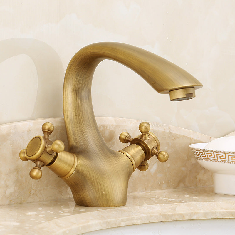 Industrial Centerset Bathroom Sink Faucet Vintage Cross Handles Lavatory Faucet