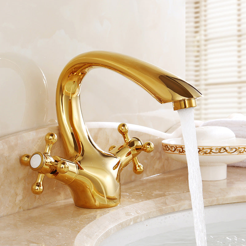 Industrial Centerset Bathroom Sink Faucet Vintage Cross Handles Lavatory Faucet