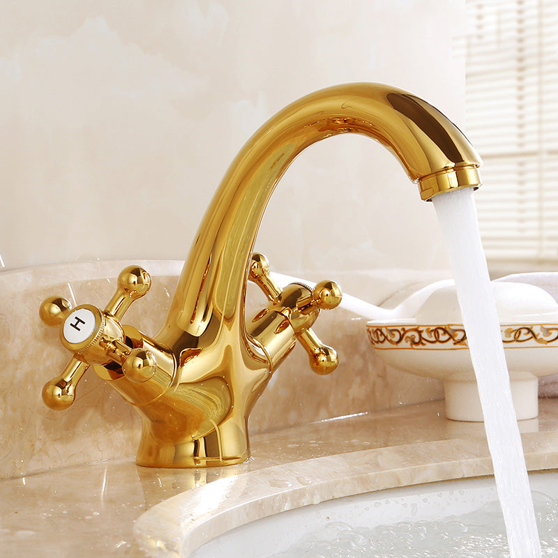 Industrial Centerset Bathroom Sink Faucet Vintage Cross Handles Lavatory Faucet