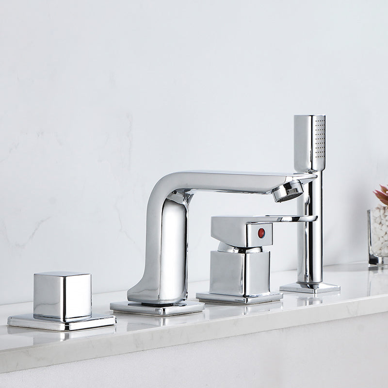 Bathroom Faucet Lever Handle Brass Handheld Head Sink Faucet