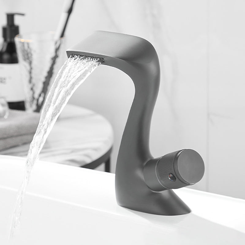 Modern Faucet Bathroom Knob Handle Single Hole Waterfall Spout Faucet