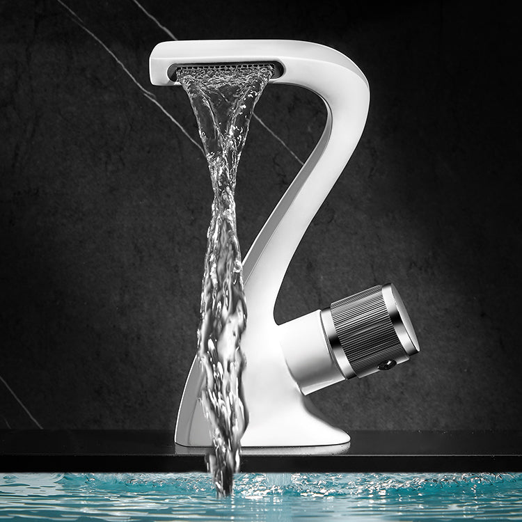 Modern Faucet Bathroom Knob Handle Single Hole Waterfall Spout Faucet