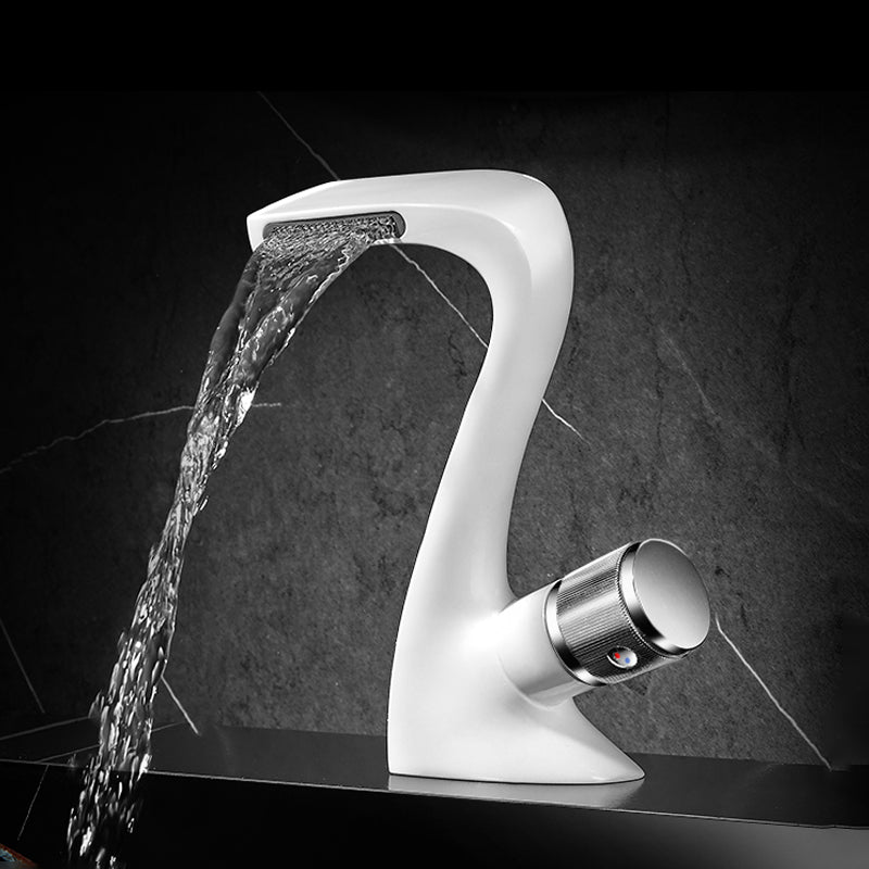 Modern Faucet Bathroom Knob Handle Single Hole Waterfall Spout Faucet