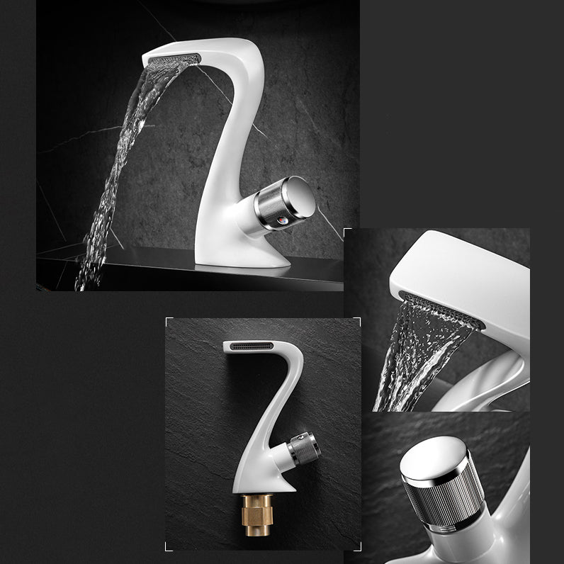 Modern Faucet Bathroom Knob Handle Single Hole Waterfall Spout Faucet