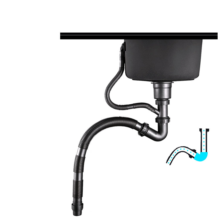 Contemporary Stainless Steel Sink in black with Strainer Drop-In Kitchen Sink