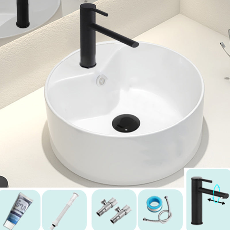 Round Vessel Bathroom Sink Vitreous China Vessel Lavatory Sink
