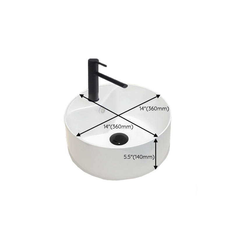 Round Vessel Bathroom Sink Vitreous China Vessel Lavatory Sink