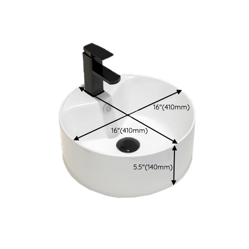 Round Vessel Bathroom Sink Vitreous China Vessel Lavatory Sink