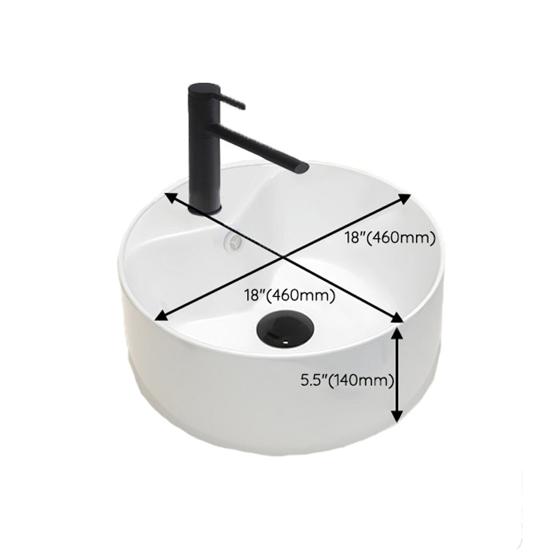 Round Vessel Bathroom Sink Vitreous China Vessel Lavatory Sink