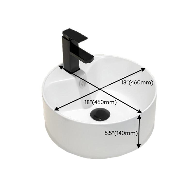 Round Vessel Bathroom Sink Vitreous China Vessel Lavatory Sink