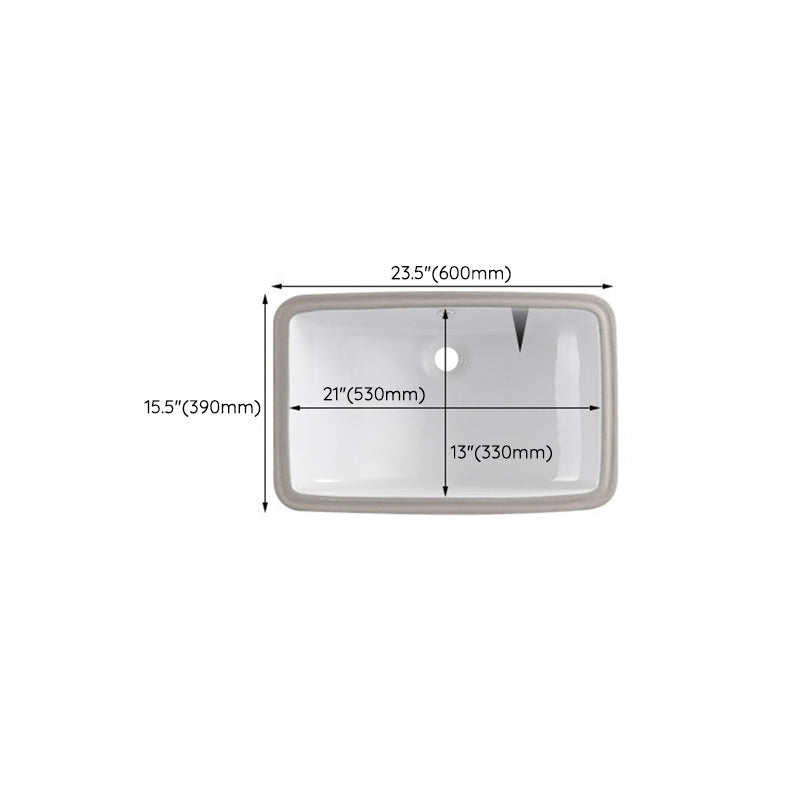 Classic Porcelain Bathroom Sink Trough Bathroom Sink in White