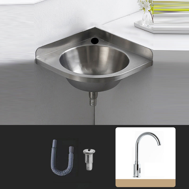 Modern Corner Sinks Metal Round with Faucet Wall Mount Bathroom Sink