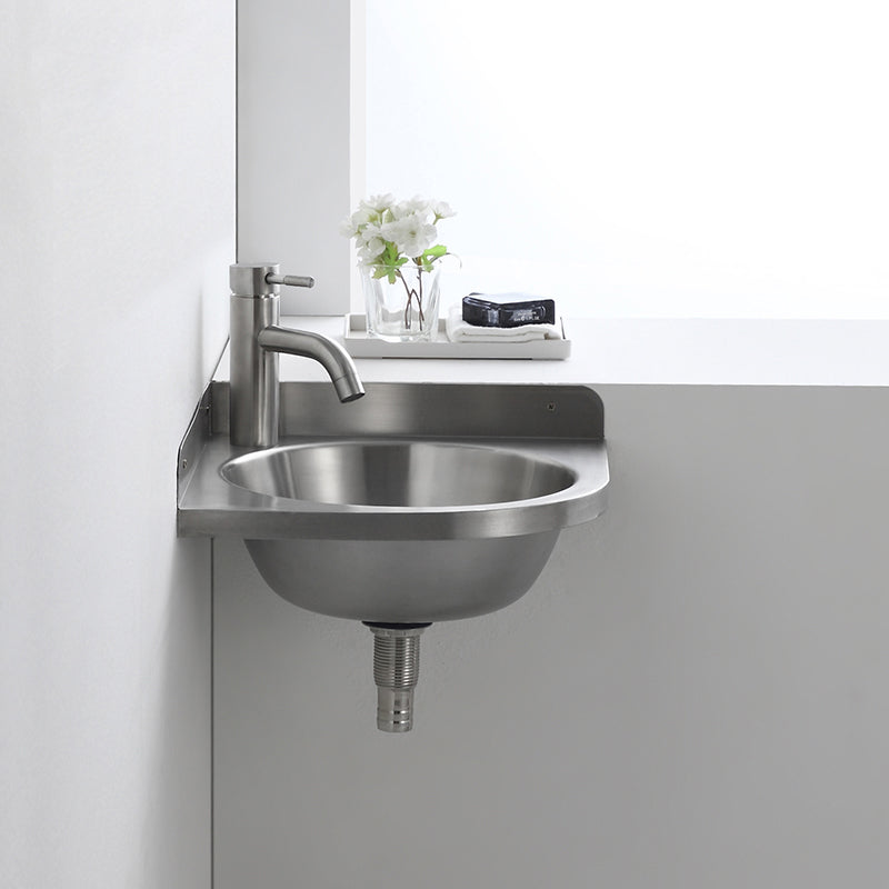 Modern Corner Sinks Metal Round with Faucet Wall Mount Bathroom Sink