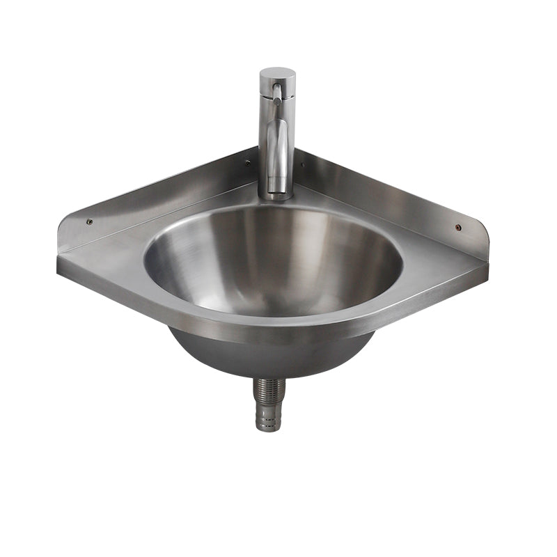 Modern Corner Sinks Metal Round with Faucet Wall Mount Bathroom Sink