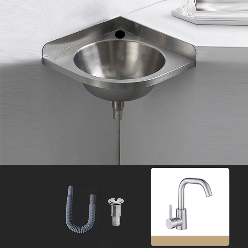 Modern Corner Sinks Metal Round with Faucet Wall Mount Bathroom Sink
