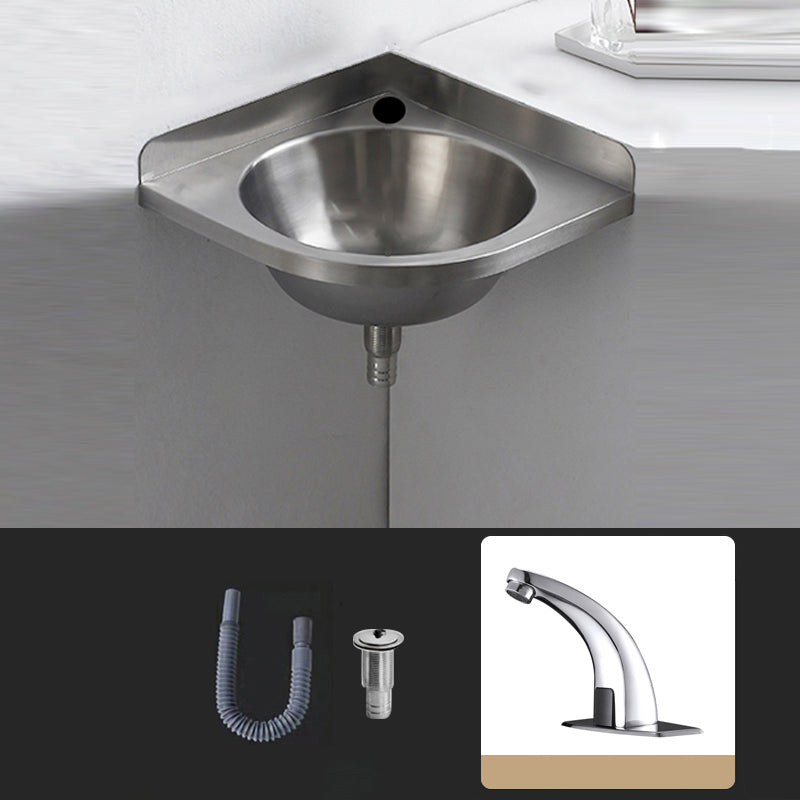 Modern Corner Sinks Metal Round with Faucet Wall Mount Bathroom Sink