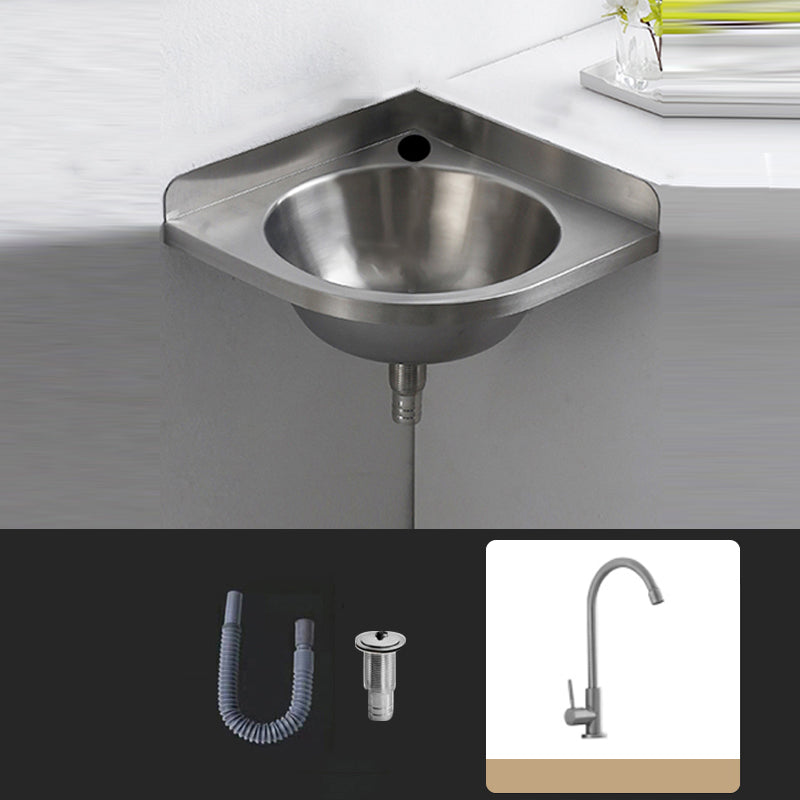 Modern Corner Sinks Metal Round with Faucet Wall Mount Bathroom Sink