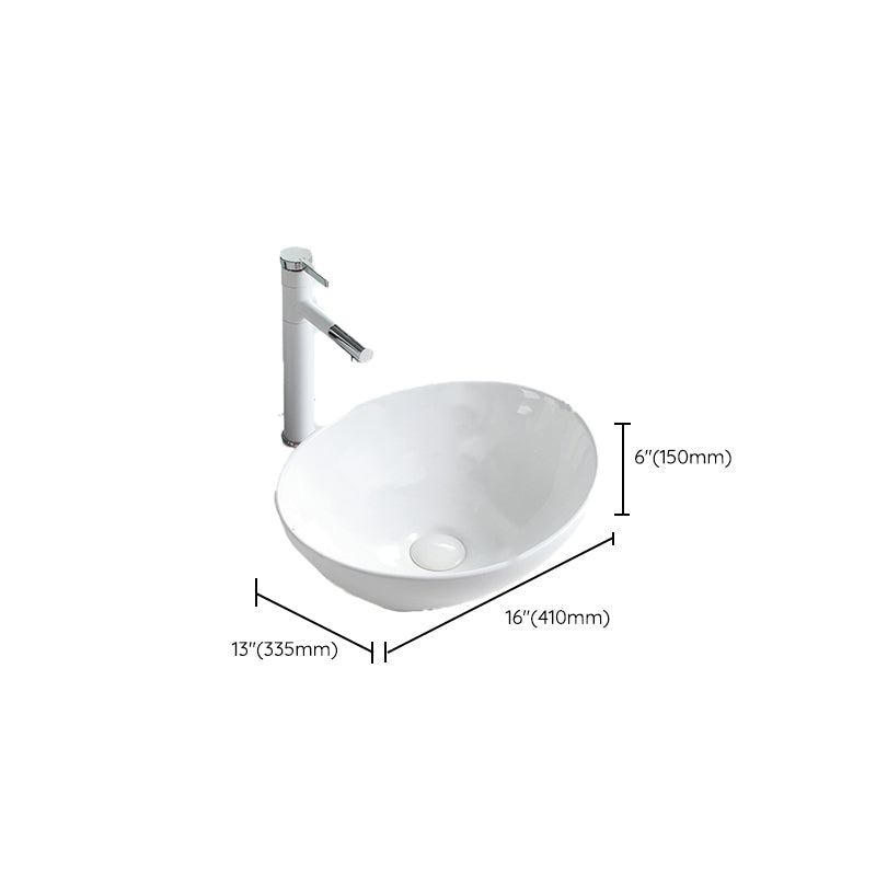 Contemporary Trough Sink Porcelain Trough Bathroom Sink with Faucet Included